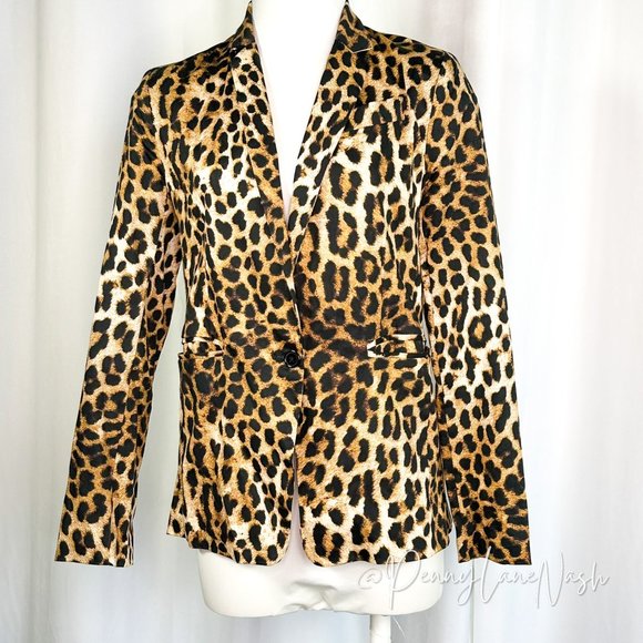 Olivaceous Jackets & Blazers - Olivaceous Leopard Print Single Button Blazer Jacket